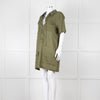Equipment Green Linen Short Sleeve Shift Dress with Pockets