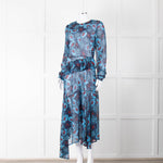 Markus Lupfer Blue Red Flower Print Maxi Dress & Slip