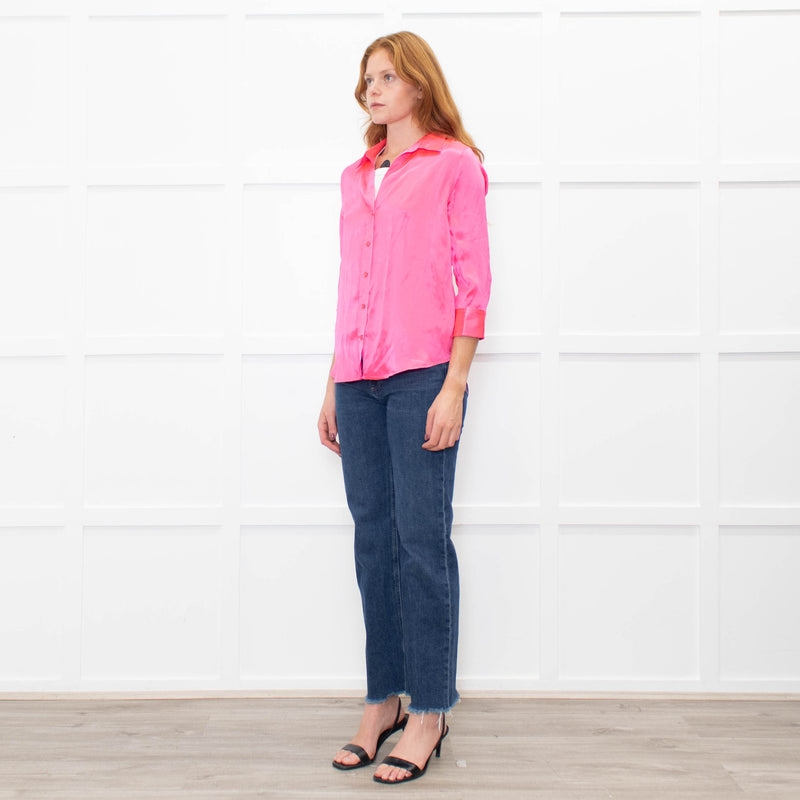 L'Agence Neon Pink Silk Shirt