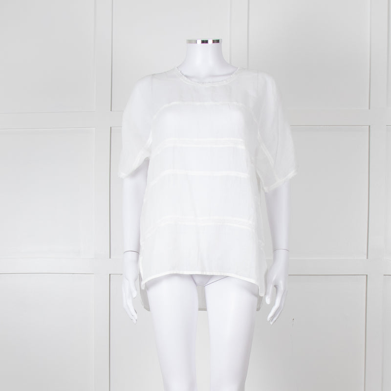 Vince White Linen Shortsleeve Top