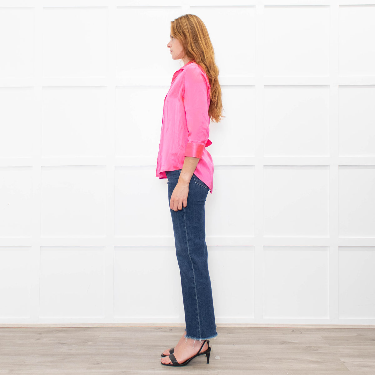 L'Agence Neon Pink Silk Shirt
