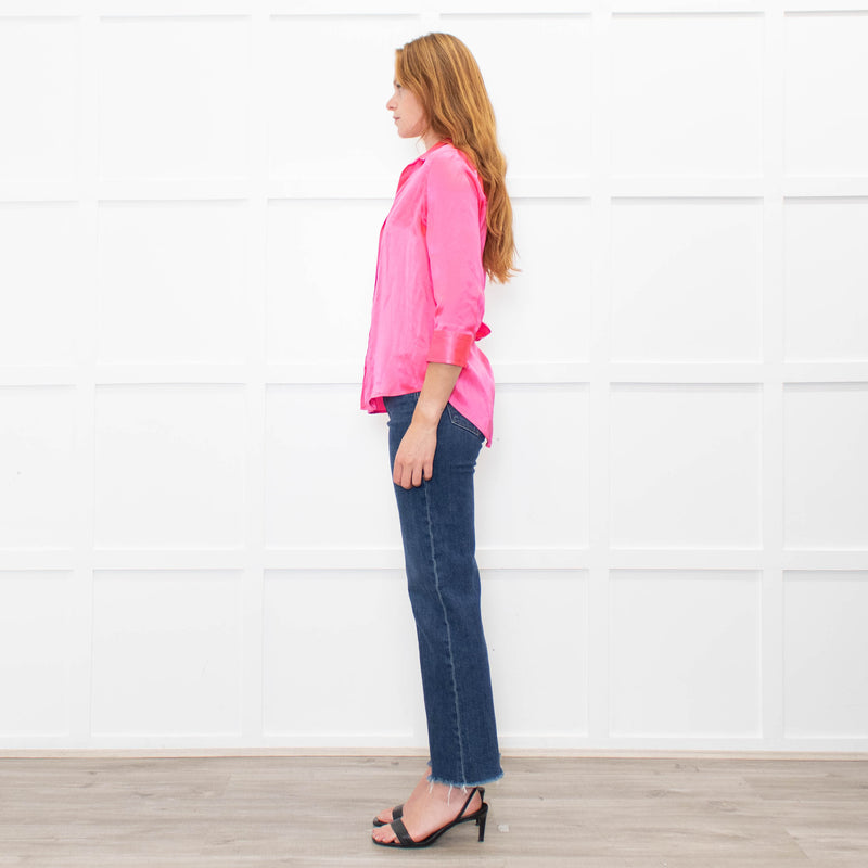 L'Agence Neon Pink Silk Shirt