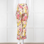 Etro Cream Pink Lilac Rose Print Trousers