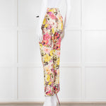 Etro Cream Pink Lilac Rose Print Trousers
