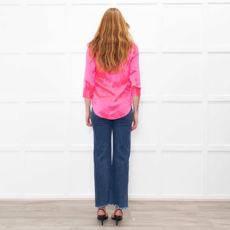 L'Agence Neon Pink Silk Shirt
