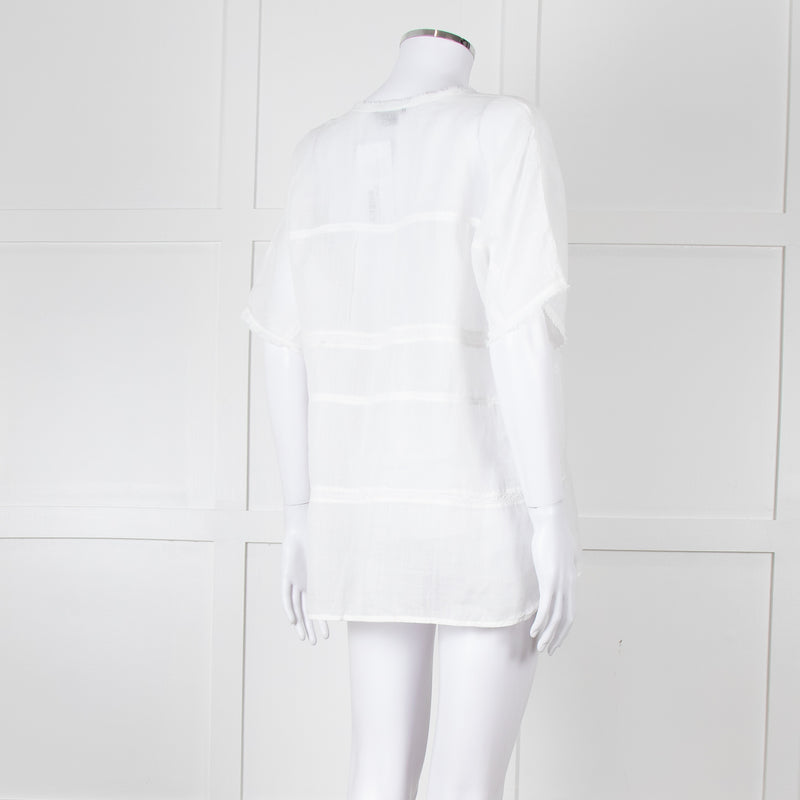 Vince White Linen Shortsleeve Top