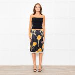 Meryll Rogge Black Orange Floral Satin Skirt