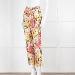 Etro Cream Pink Lilac Rose Print Trousers