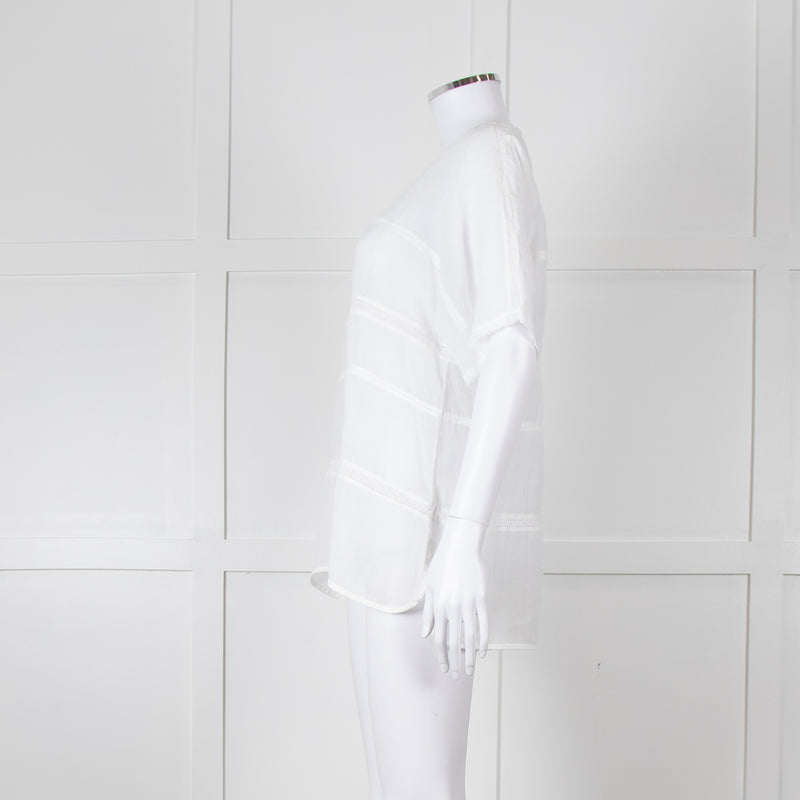 Vince White Linen Shortsleeve Top