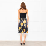 Meryll Rogge Black Orange Floral Satin Skirt