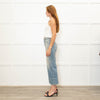 AG Pale Blue Aged Look Wide Leg Jeans