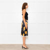 Meryll Rogge Black Orange Floral Satin Skirt