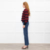 Red Valentino Black Red Striped Frilled Long Sleeve Top