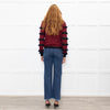 Red Valentino Black Red Striped Frilled Long Sleeve Top