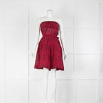 Maje Red Black Animal Print Straples Short Dress