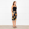 Meryll Rogge Black Orange Floral Satin Skirt