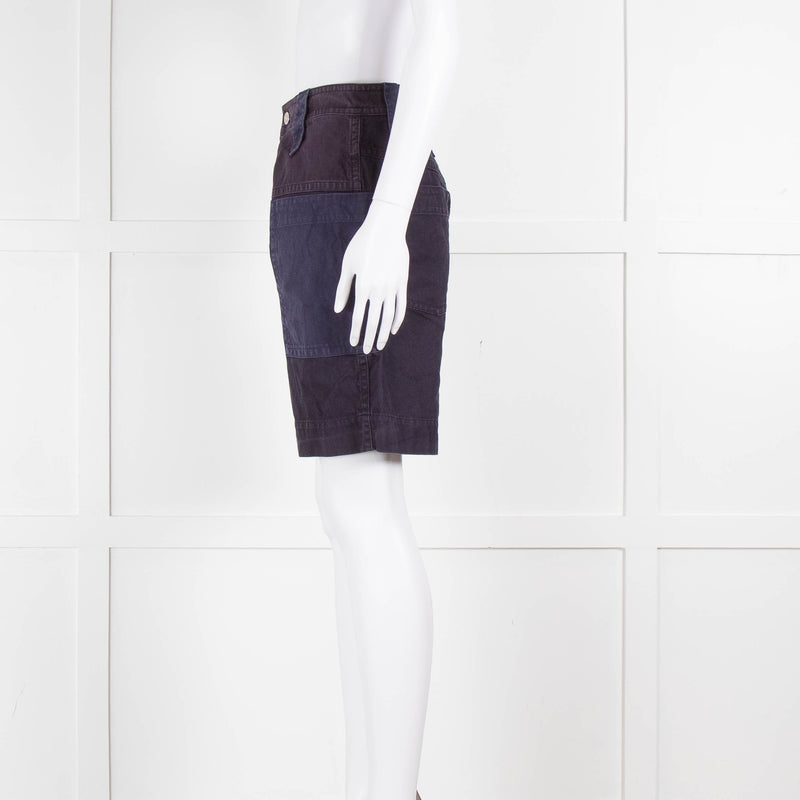 Isabel Marant Etoile Navy Purple Cotton Side Pockets Shorts
