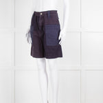 Isabel Marant Etoile Navy Purple Cotton Side Pockets Shorts