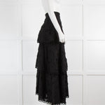 Farm Rio Black 3d Flower Tiered Skirt