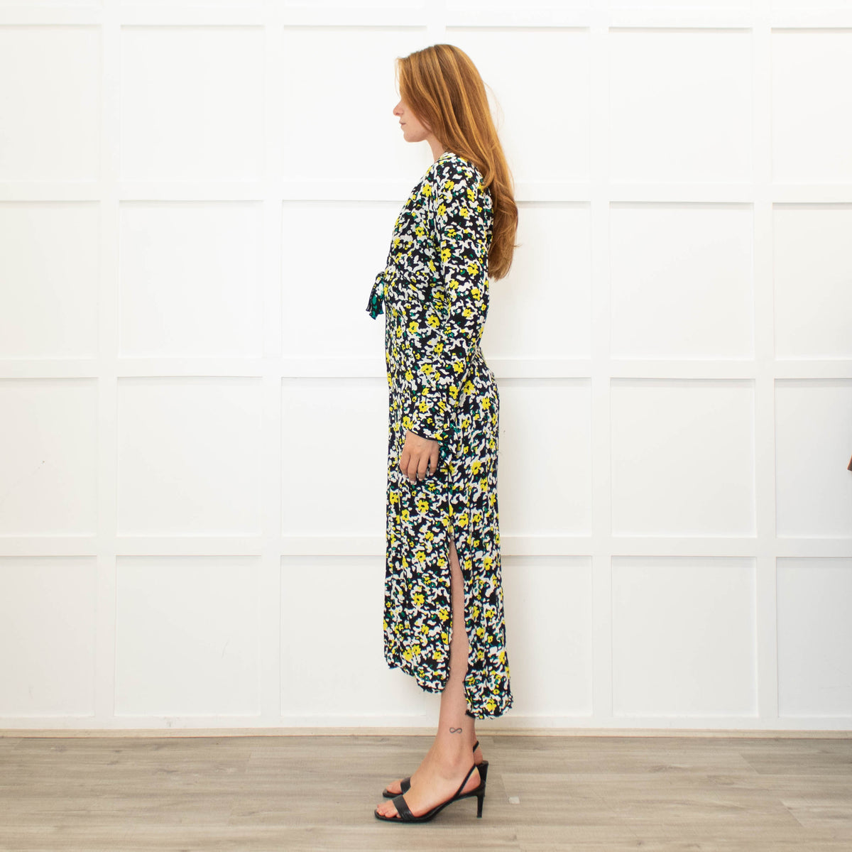 Proenza Schouler Small Yellow And Black Floral Print Dress
