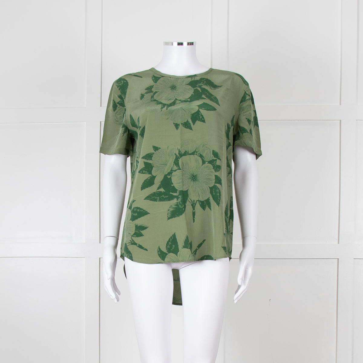 Equipment Green Floral 100% Silk Shortsleeve Stop