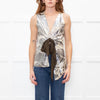 Sportmax Metallic Floral Sleeveless Tie Up Front Top