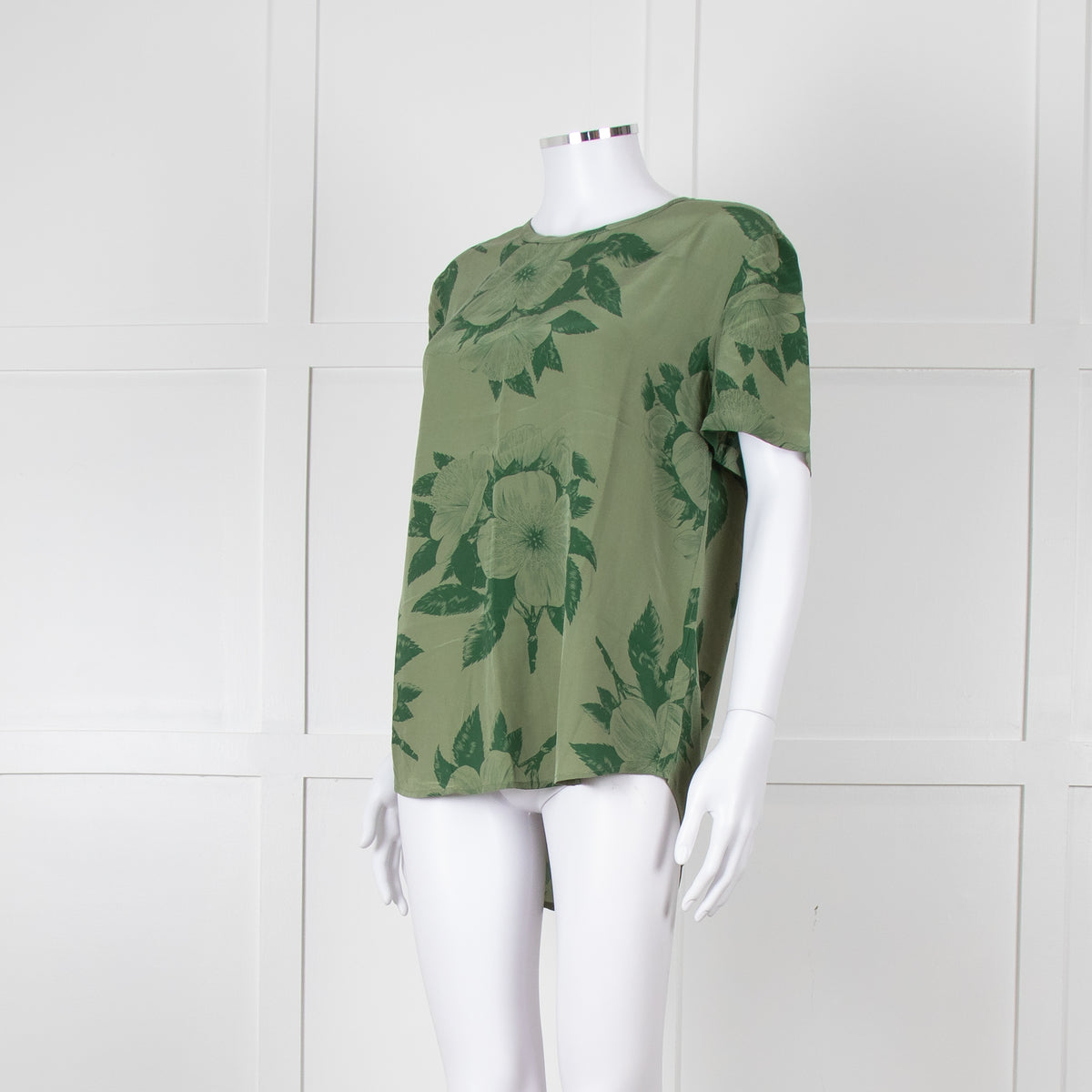 Equipment Green Floral 100% Silk Shortsleeve Stop