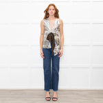 Sportmax Metallic Floral Sleeveless Tie Up Front Top