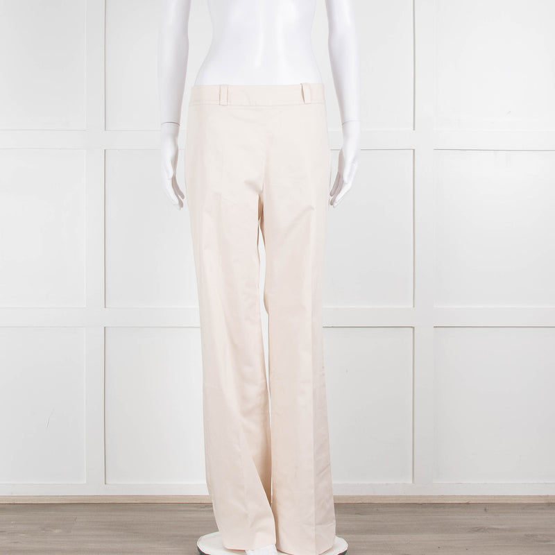 Carolina Herrera Cream Cotton Side Zip Trousers