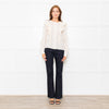 Sezane Cream Cotton Broderie Anglaise Frill Detail Blouse