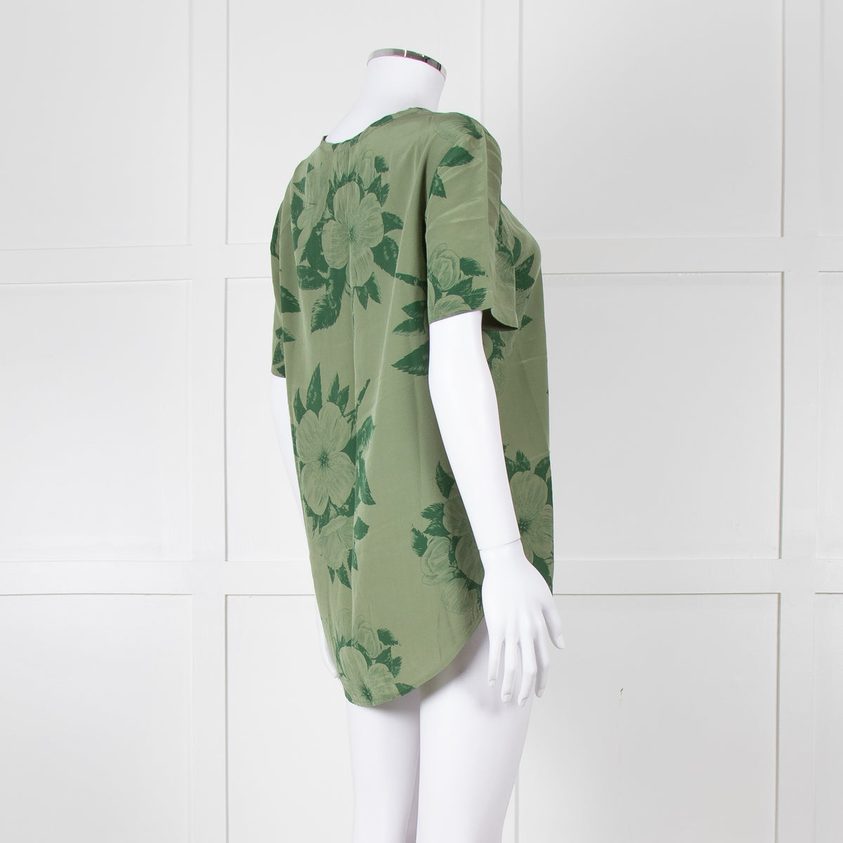 Equipment Green Floral 100% Silk Shortsleeve Stop