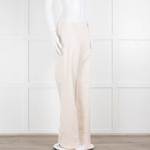 Carolina Herrera Cream Cotton Side Zip Trousers