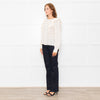 Sezane Cream Cotton Broderie Anglaise Frill Detail Blouse