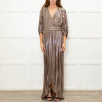 Ba&Sh Gold Zig Zag Full Length V Neck Dress