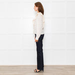 Sezane Cream Cotton Broderie Anglaise Frill Detail Blouse