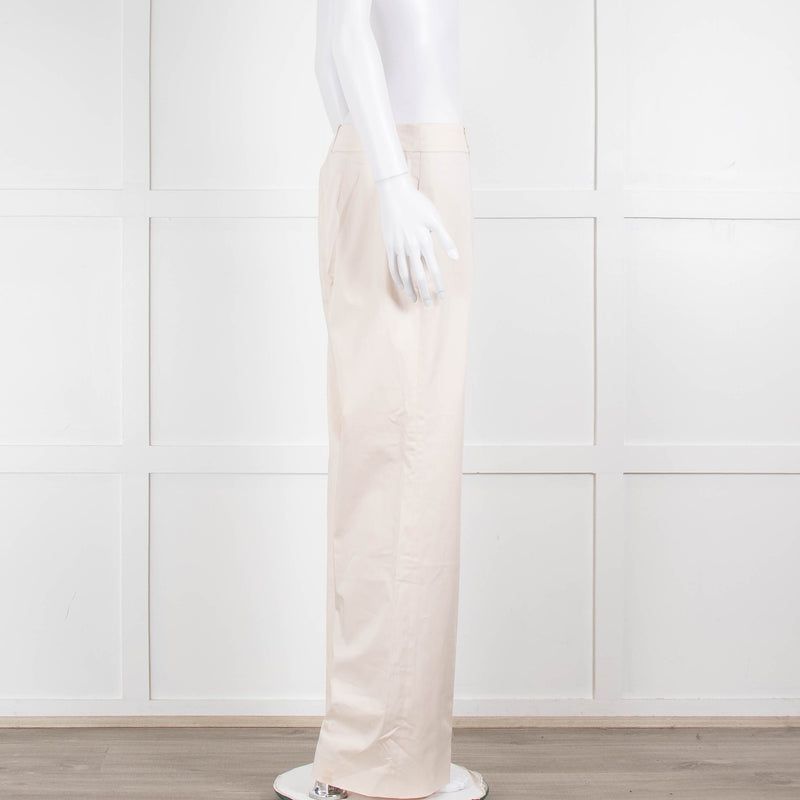 Carolina Herrera Cream Cotton Side Zip Trousers