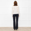 Sezane Cream Cotton Broderie Anglaise Frill Detail Blouse