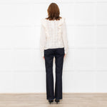 Sezane Cream Cotton Broderie Anglaise Frill Detail Blouse