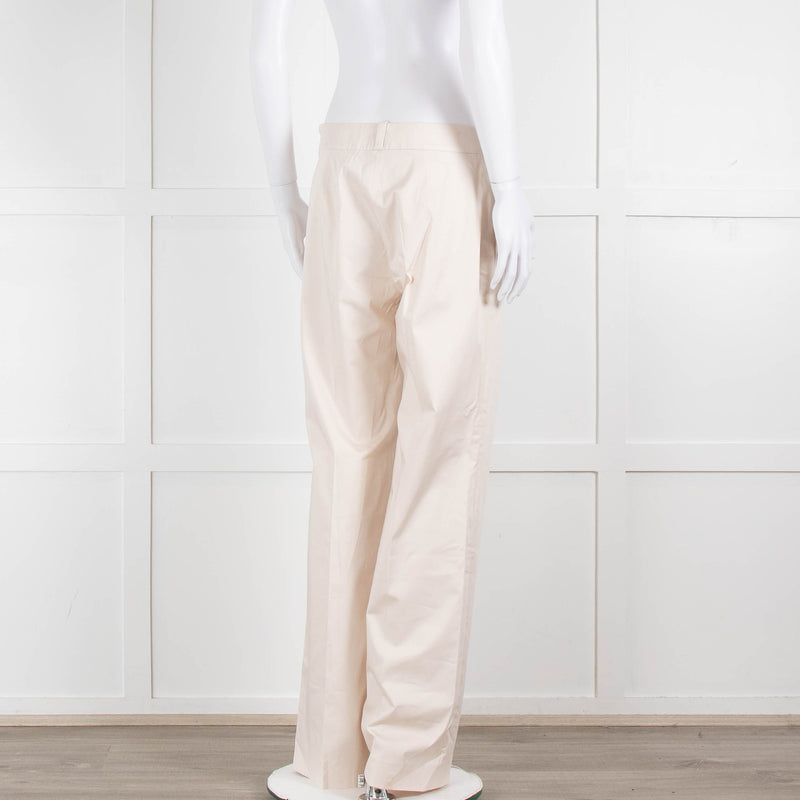 Carolina Herrera Cream Cotton Side Zip Trousers