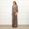 Ba&Sh Gold Zig Zag Full Length V Neck Dress
