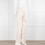 Carolina Herrera Cream Cotton Side Zip Trousers