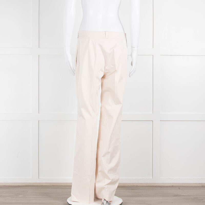 Carolina Herrera Cream Cotton Side Zip Trousers