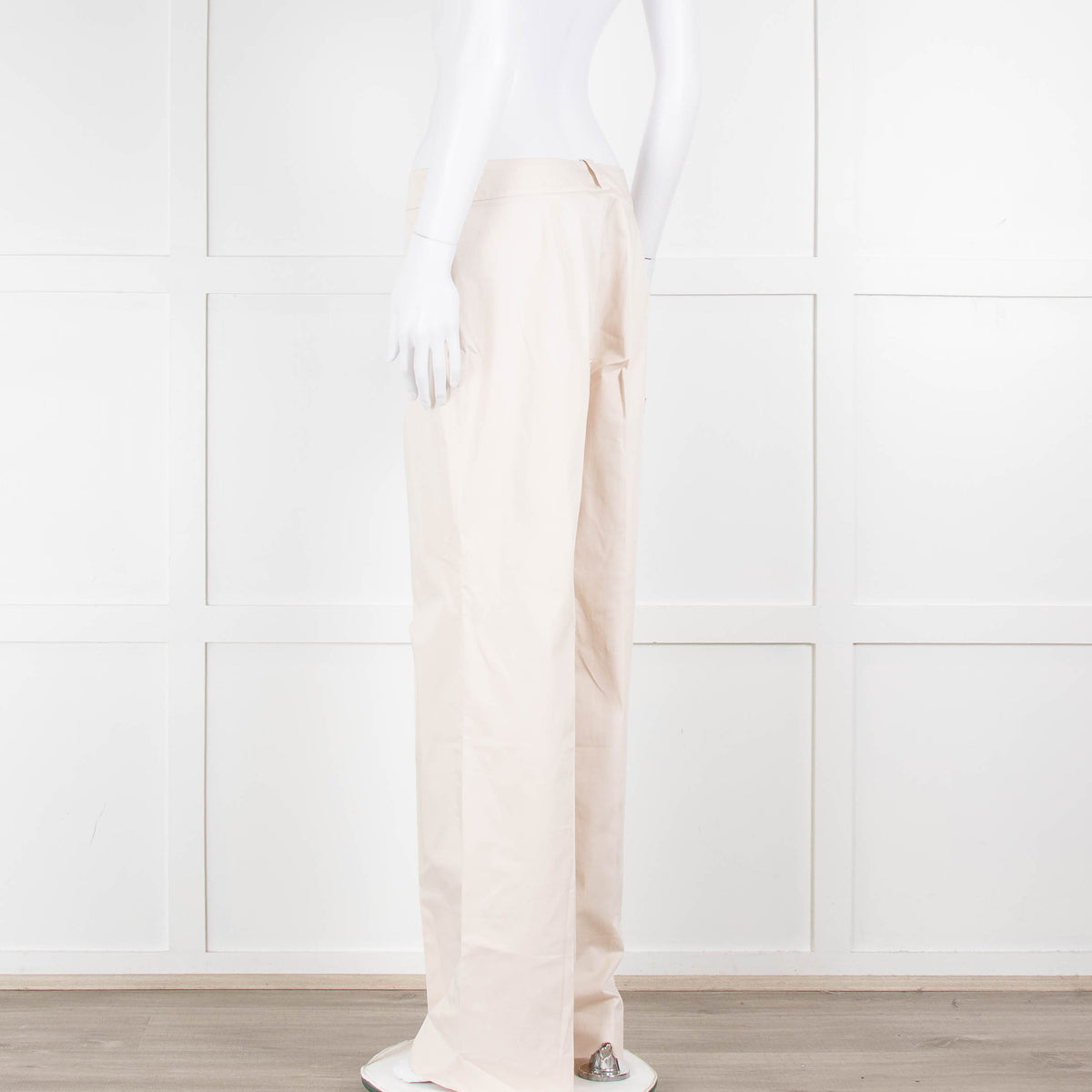Carolina Herrera Cream Cotton Side Zip Trousers