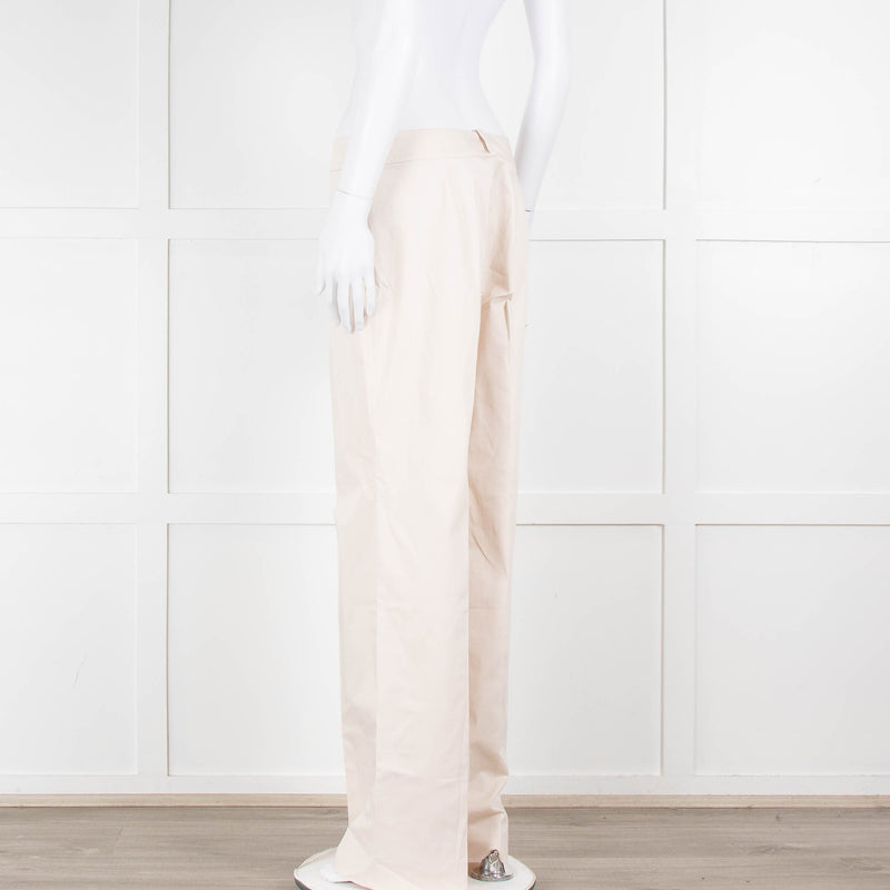 Carolina Herrera Cream Cotton Side Zip Trousers