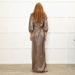 Ba&Sh Gold Zig Zag Full Length V Neck Dress