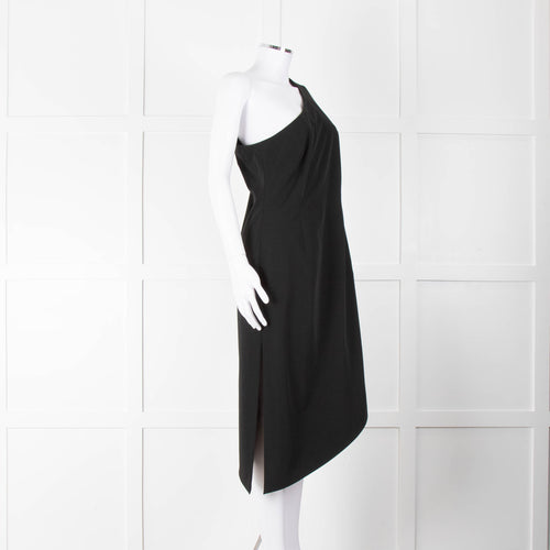MM6 Maison Margiela Black One Shoulder Asymmetric Dress
