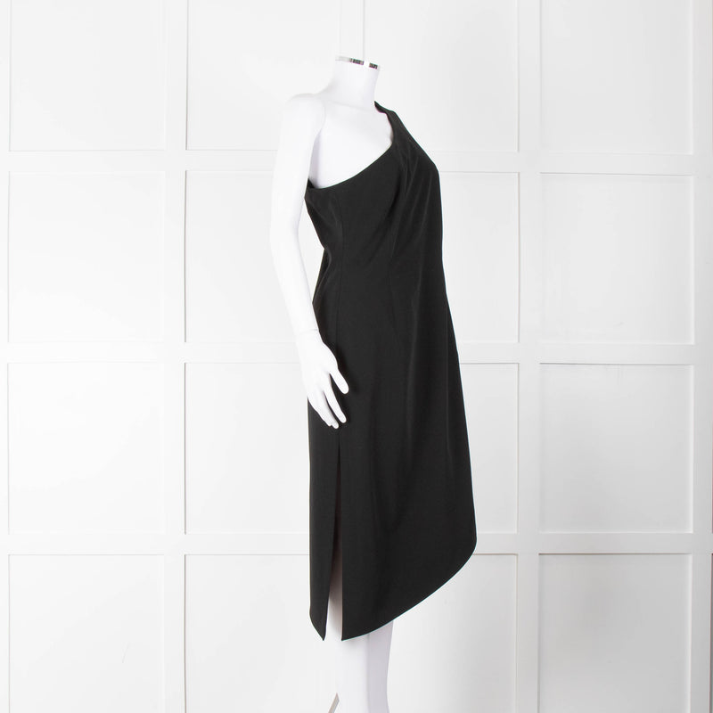 MM6 Maison Margiela Black One Shoulder Asymmetric Dress