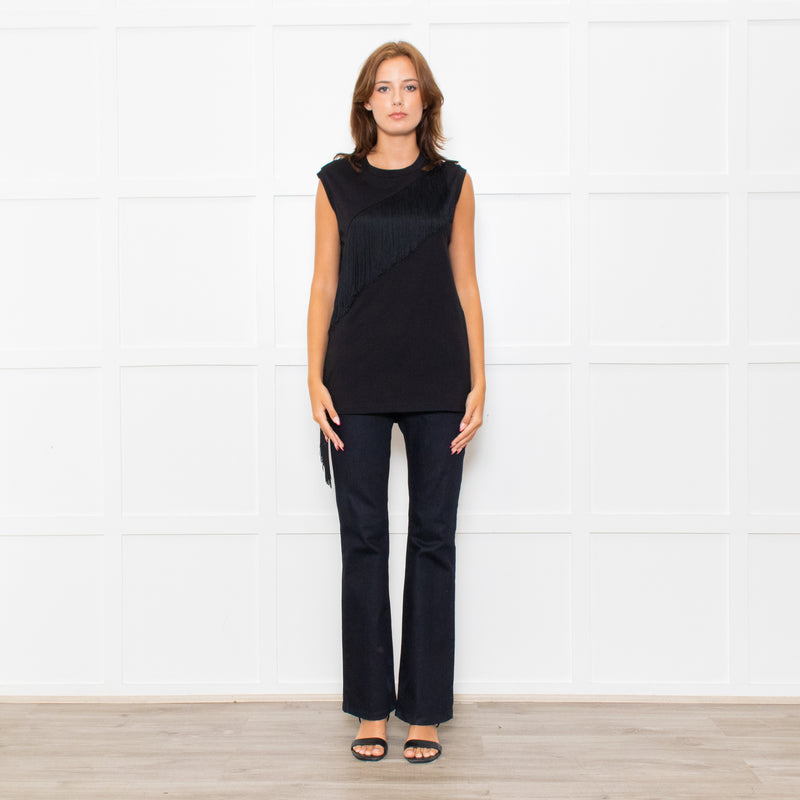 Stella McCartney Black Fringe Detail Sleeveless Top
