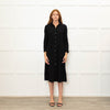 Raquel Allegra Black textured Cotton Long Sleeved Dress