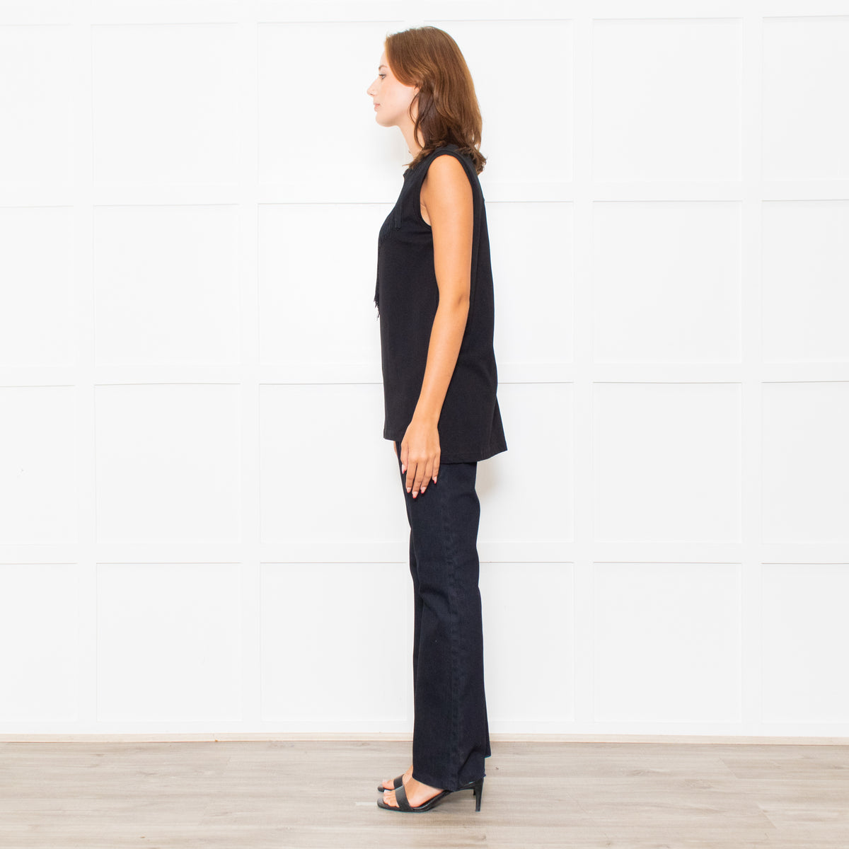 Stella McCartney Black Fringe Detail Sleeveless Top